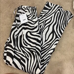 AEXAE zebra print linen drawstring pant